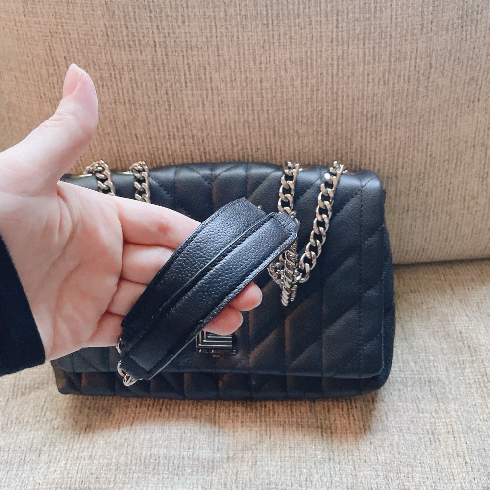 Karl Lagerfeld Black Quilted Chain Shoulder Bag - Picture 3 of 11